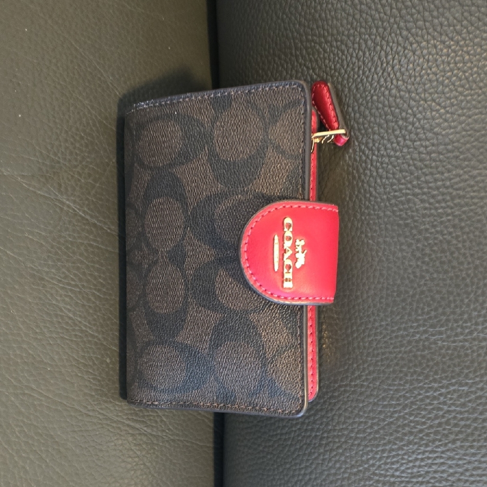 Coach Wallet with Red and Brown Design